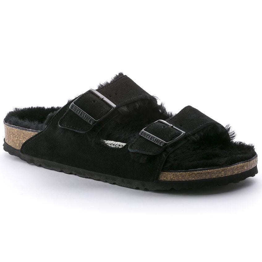 Birkenstock Arizona Black Shearling Sandal - Regular