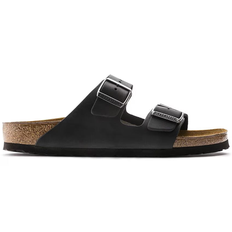 Birkenstock Arizona Black Oiled Leather Sandals - Regular