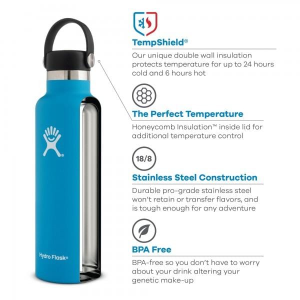 Bouteille à goulot standard Hydro Flask de 21 oz avec bouchon flexible